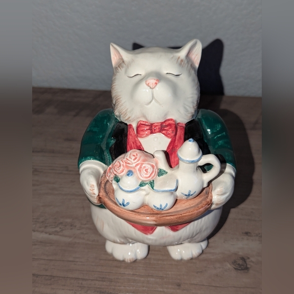 Vintage Fitz & Floyd 1988 Cat Server Jar - Picture 1 of 10